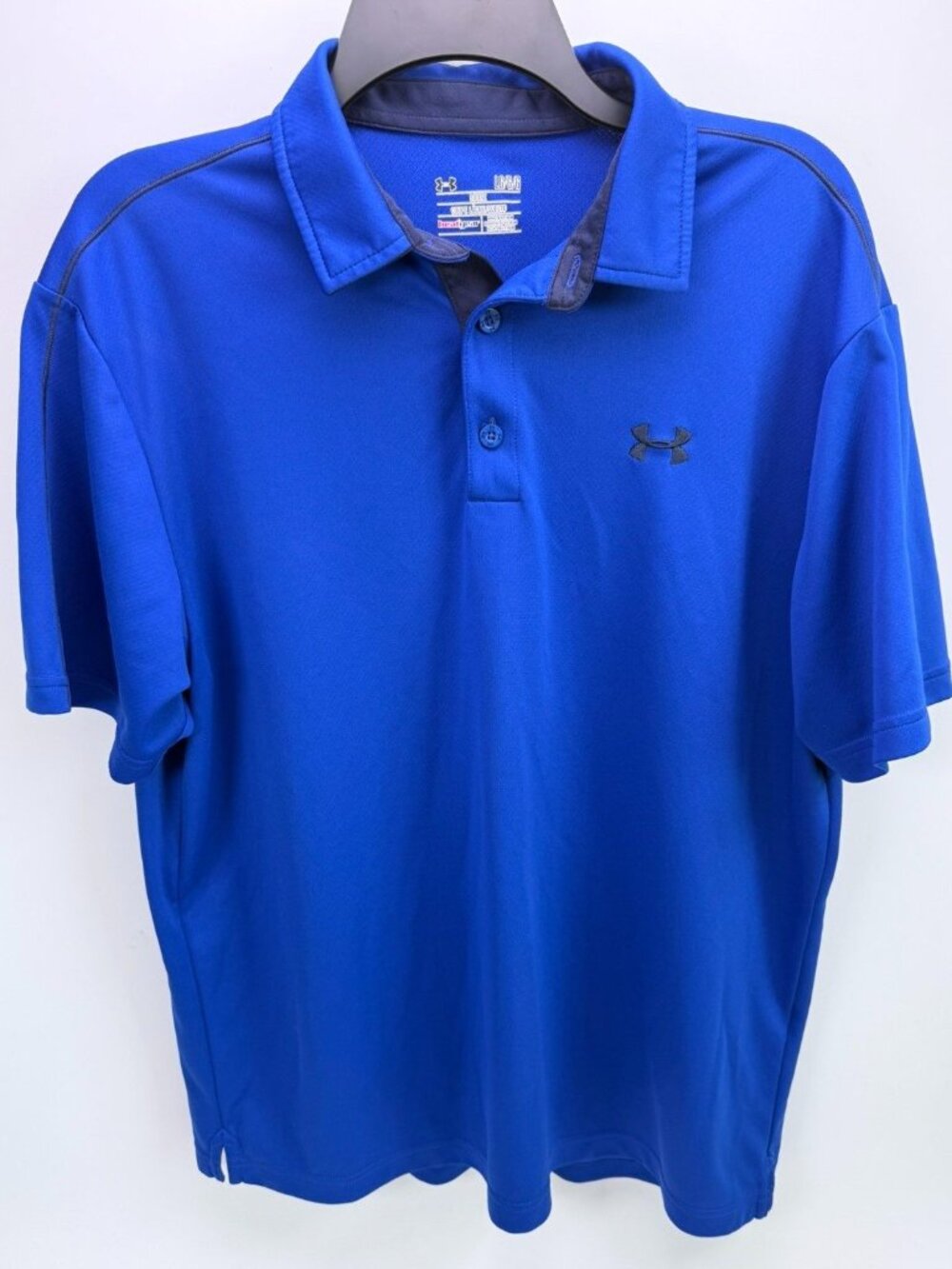 Under Armour Leaderboard Polo Shirt Men's Large Royal Blue HeatGear Loose
